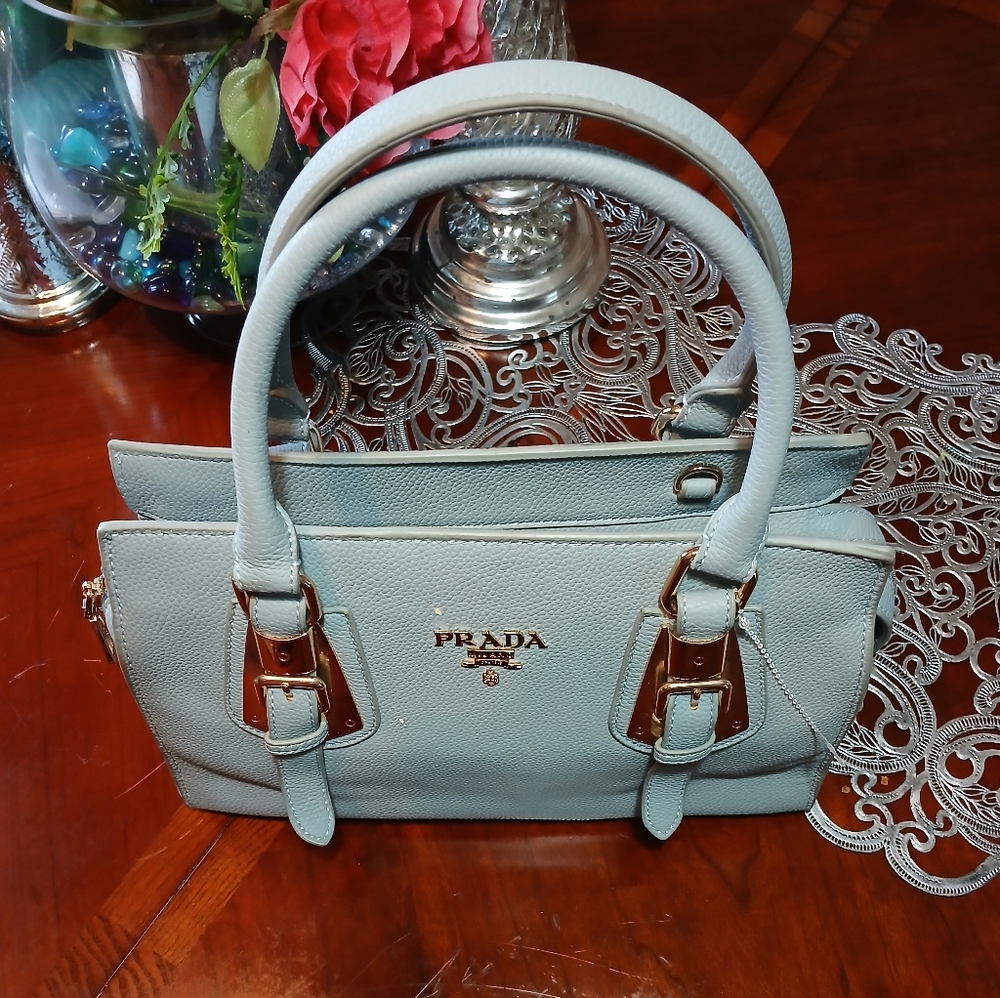 Prada Sky Blue Leather Satchel